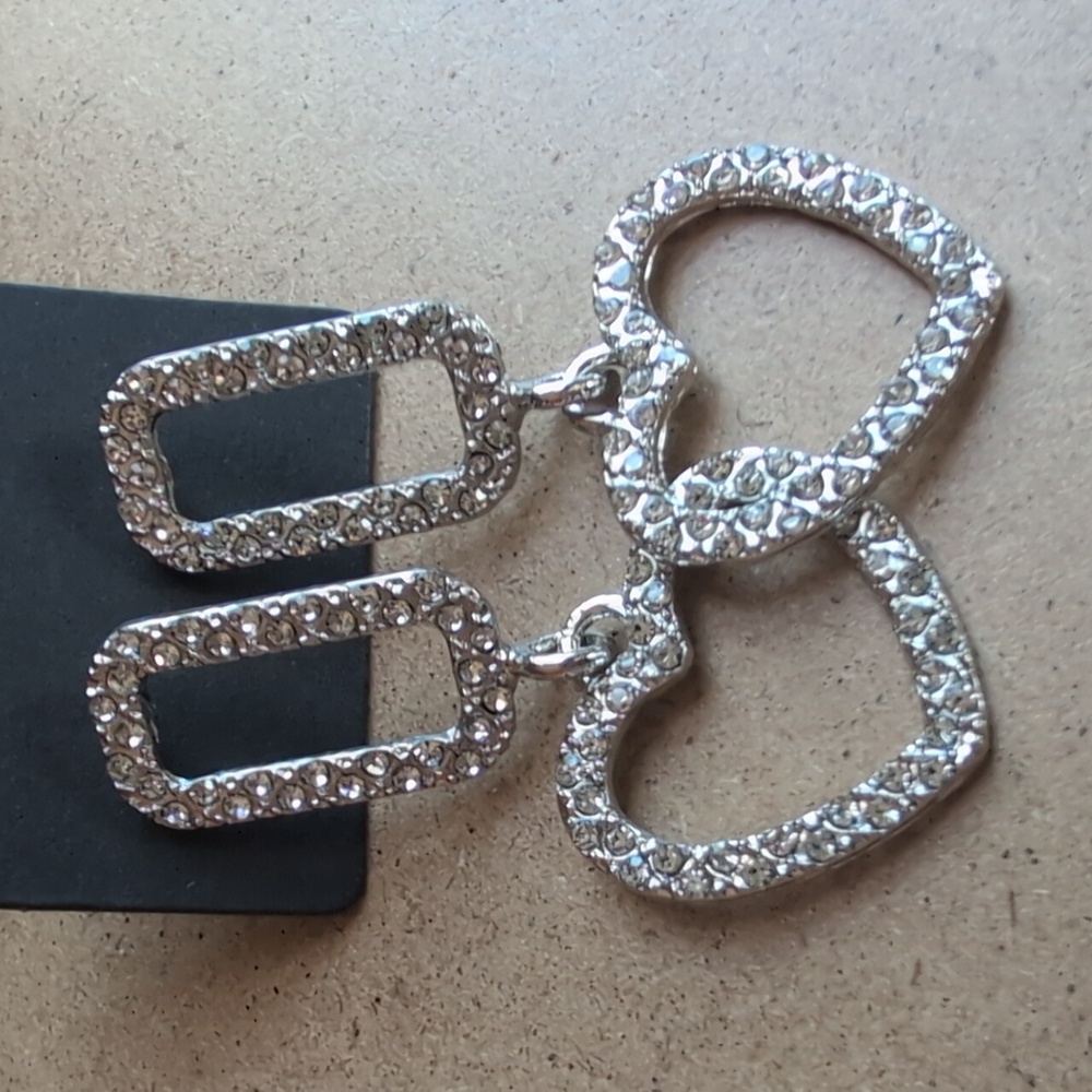 Sparkling Heart Drop Earrings